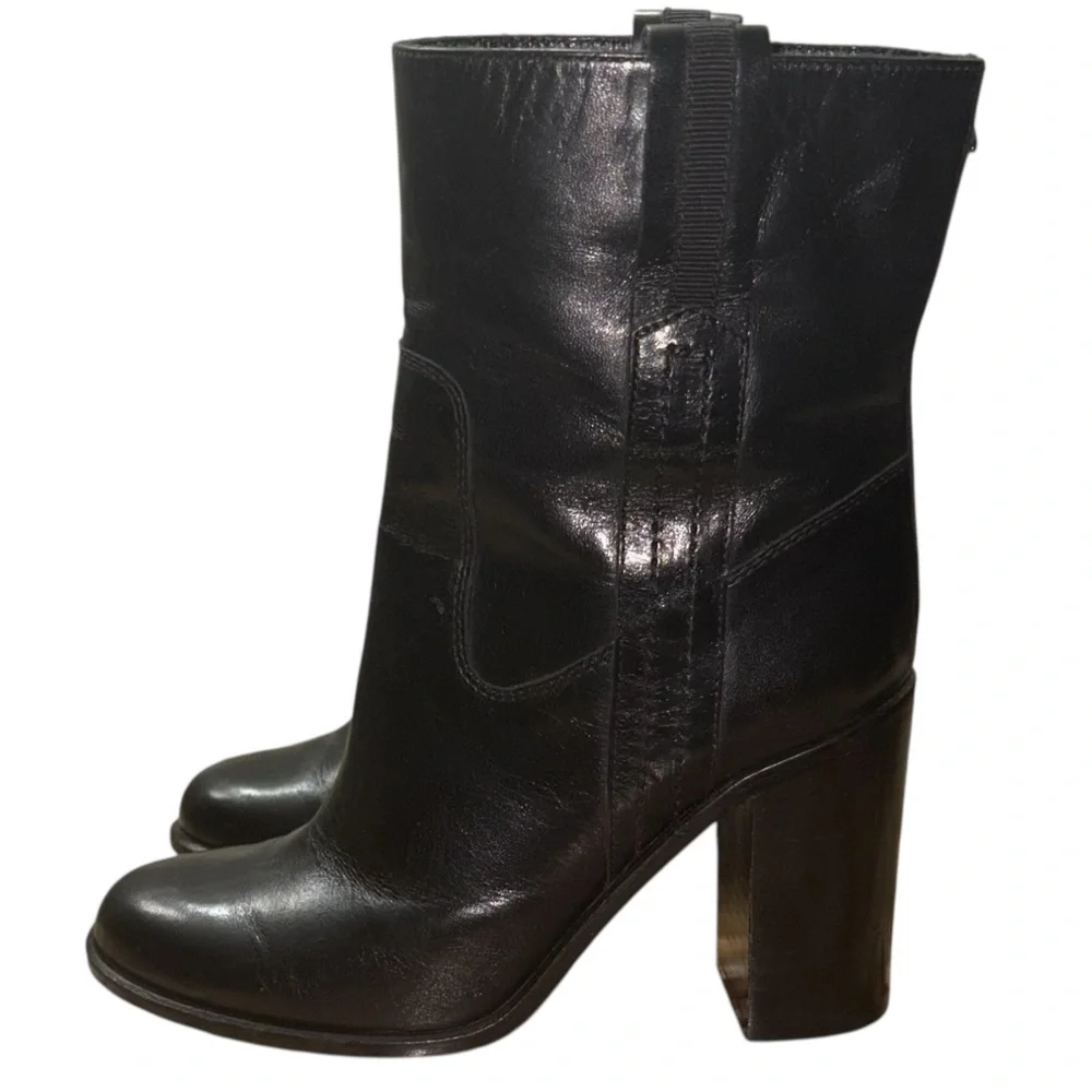 KATE SPADE Baise Black Leather Boot Block Heel Size 6 -- ABSOLUTELY GORGEOUS!!!